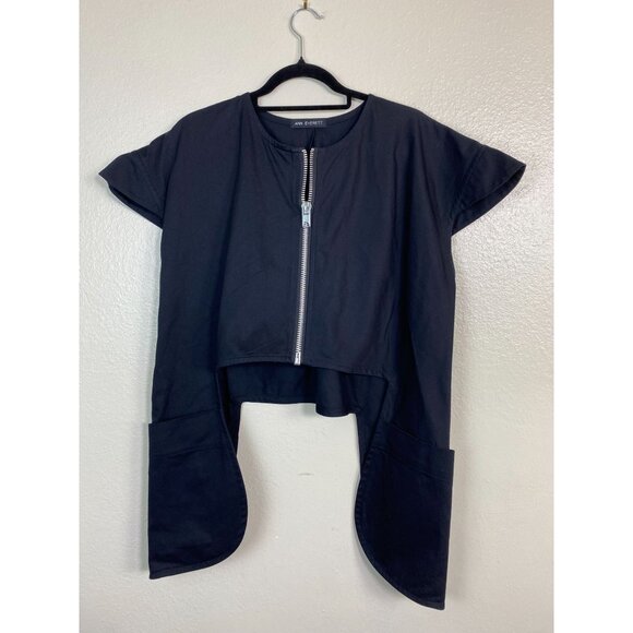 Ann Everett Asymmetrical Black Zip Front Tunic Size One Size M Grunge Streetwear - Picture 1 of 15